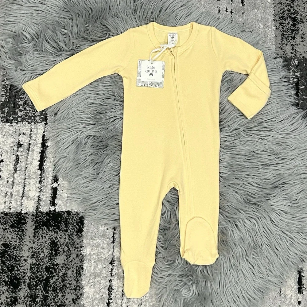 Kate Quinn Infant Long Sleeve Zipper Footie In Buttercup Yellow Size 6-9 Month